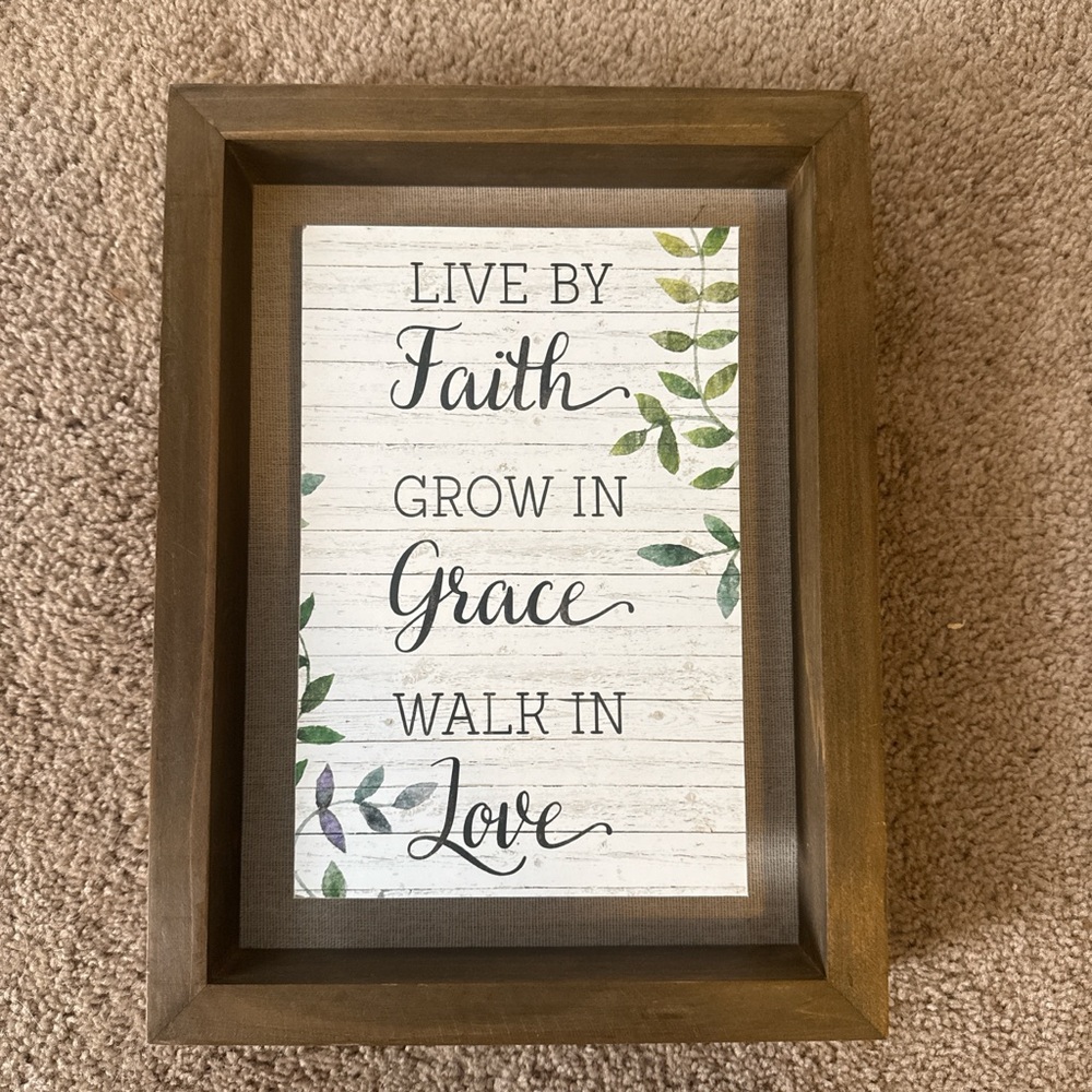 Brown Wooden Framed Inspirational Wall Art